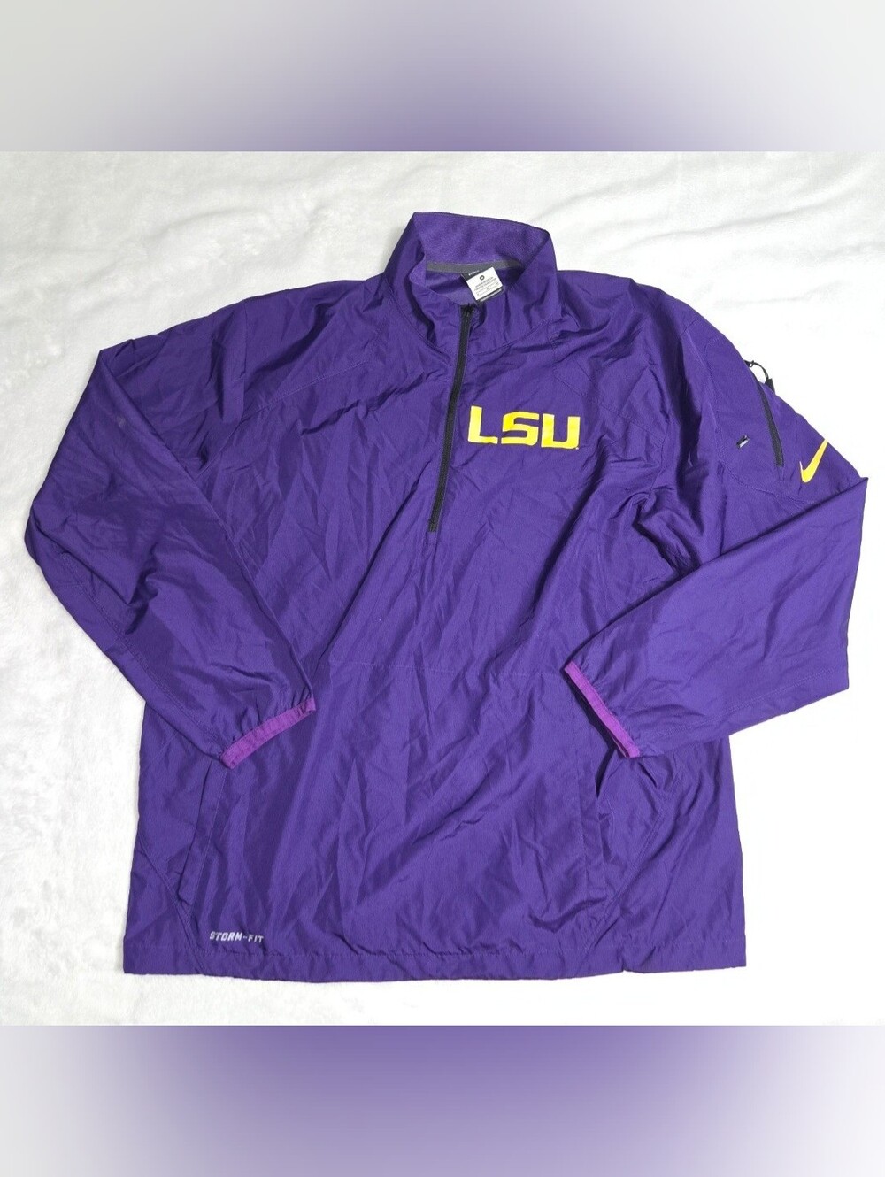 Men's Medium Nike LSU Tigers Team Issued Jacket Pull Over Dri-FIT Storm-FIT